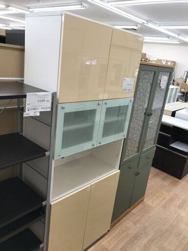 ★ジモティ割あり★  食器棚 アイボリー H199×W80×D42 クリーニング済み KJ4410