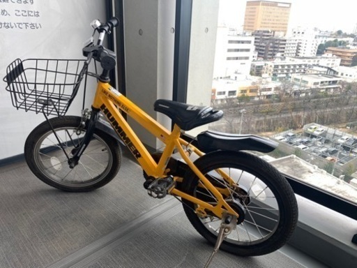 16インチ 子供用自転車 ハマー（イエロー）スチールフレーム 補助輪 カゴ 付き