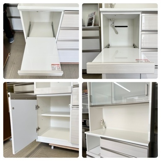 【超美品‼️】定価129,900円♪ 現行モデル ニトリ 120cm幅キッチンボード(Nポスティア120KB) 食器棚 収納家具 艶あ