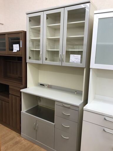 ★ジモティ割あり★ パモウナ 食器棚 グレー H210×W115×D46 クリーニング済み KJ4423