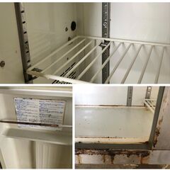 ＜売約済＞⭐⭐格安目玉商品⭐⭐ 【現状品販売及び直接引き取り限定】 2011年製 フクシマ 2ドア コールドテーブル 単相100V 50/60Hz W1200×D450×H800 75㎏ 170L　台下テーブル 冷蔵庫 の画像