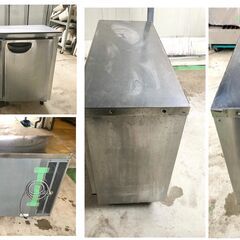 ＜売約済＞⭐⭐格安目玉商品⭐⭐ 【現状品販売及び直接引き取り限定】 2011年製 フクシマ 2ドア コールドテーブル 単相100V 50/60Hz W1200×D450×H800 75㎏ 170L　台下テーブル 冷蔵庫 の画像