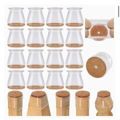 子脚カバー 椅子あしキャップ シリコン クリアー 騒音 きず防止 滑り止め レフィル付きフェルトシート 丸脚 角脚兼用 16個セット (透明)の画像