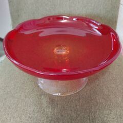 昭和レトロ　赤色　コンポート　ハンドクラフトの画像