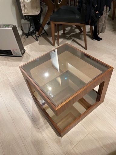 moda en casa ダイス50 コーヒーテーブル ガラス天板 50×50×42cm