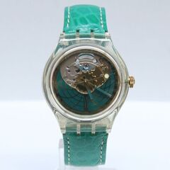美品 動作品 SWATCH SAK111 RAMMARO 自動巻腕時計 23石 樹脂製 オープンハート 裏スケ グリーン 1994年 札幌市 清田区 平岡 Ｔの画像