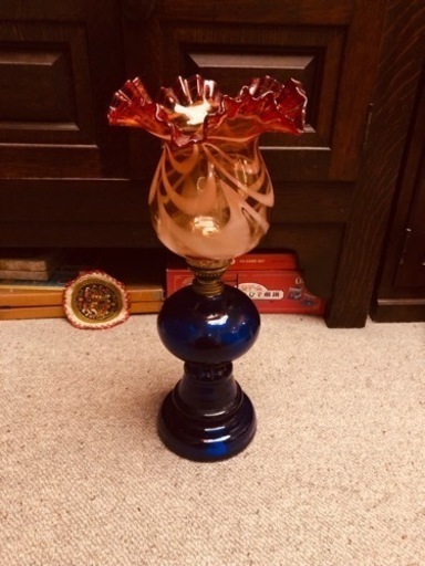 吹きガラス製アンテークオイルランプ