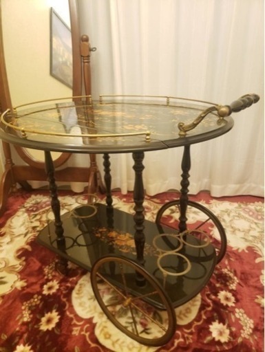 決定☆イタリア製 象嵌細工 キッチンワゴン アンティーク ストア K．U