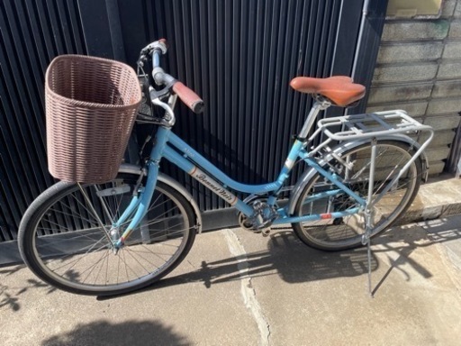 自転車　アルミフレーム　26インチ　水色　7段変速