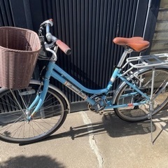 自転車　アルミフレーム　26インチ　水色　7段変速の画像