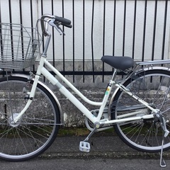整備済・美品車＞シティサイクル・26インチ自転車・ホワイト LEDオート