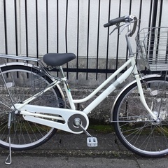 整備済・美品車＞シティサイクル・26インチ自転車・ホワイト LEDオート