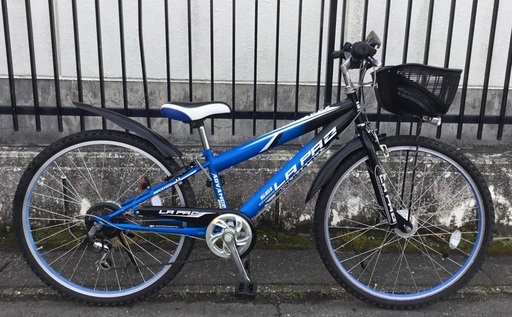 ＜整備済・美品車＞ジュニア自転車26インチ・ LEDライト・ブルー・シマノ外装6段変速・鍵付き・お掃除済みですぐ乗れます♪