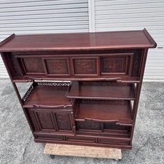 唐木 茶箪笥 飾り棚 茶棚 レトロ アンティーク 唐木家具 紫檀 茶箪笥 飾り棚 中国骨董 唐草透彫り ビンテージ