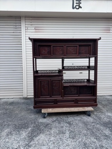 木製 彫刻違い棚 飾り棚 茶棚 茶箪笥 収納棚 レトロ　アンティーク高さ53㎝ Amazon.co.jp: レトロ 茶箪笥 茶棚 小箪笥 収納棚 飾り棚 ミニ