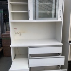 松田家具 キッチンボード 食器棚 白 120cm×50cm×高さ200cm
