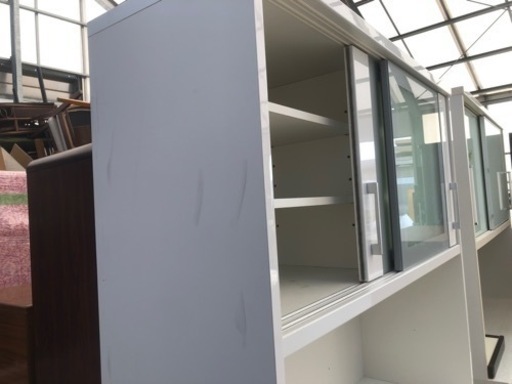 松田家具 キッチンボード 食器棚 白 120cm×50cm×高さ200cm