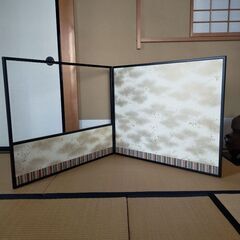 風炉先屏風　江戸間　両面　雲砂子　女桑　塗　中古美品の画像