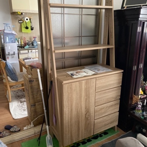 食器棚 キッチン収納 キッチン チェスト 電子レンジ台 カップボード キッチンラック 収納棚 完成品 収納 幅82.5cm