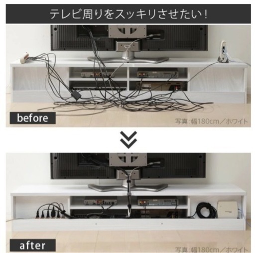 テレビボード リビングボード ローボード 背面収納テレビ台 〔ステラ〕 幅180cm テレビラック リビング収納 tv台 tvボード tvラック ウォールナット ホワイト キャスター付き