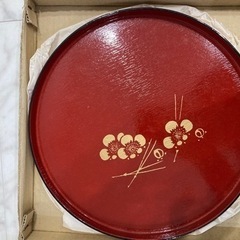 保管品　朱塗　お盆の画像