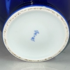 美術有田焼 宮内庁御用達 深川製磁 ルリ牡丹 花生 花瓶 F型9号 共箱 口縁金彩 高さ27cm フラワーベース  中古品 ③の画像