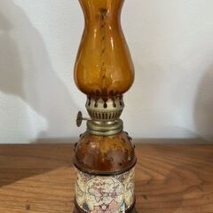 オイルランプ　ブラウン　ガラス　アンティーク調　未使用の画像