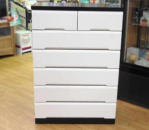 チェスト 6段 幅78.5×奥行40.5×高さ114cm 白×黒 衣類収納 たんす 箪笥 タンス 札幌市 清田区 平岡