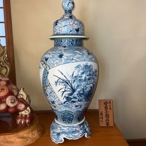 有田焼　　四君子鶴絵壺