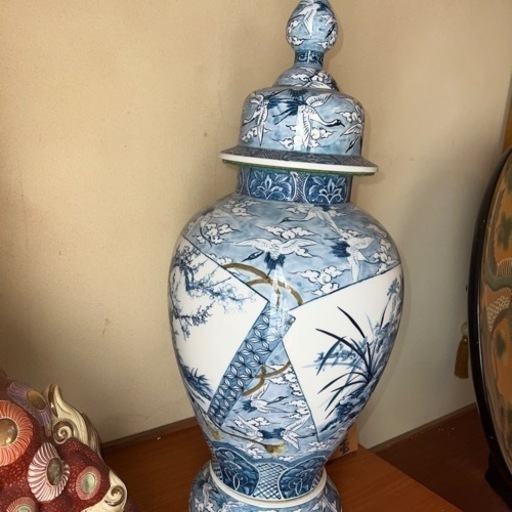 有田焼 四君子鶴絵壺