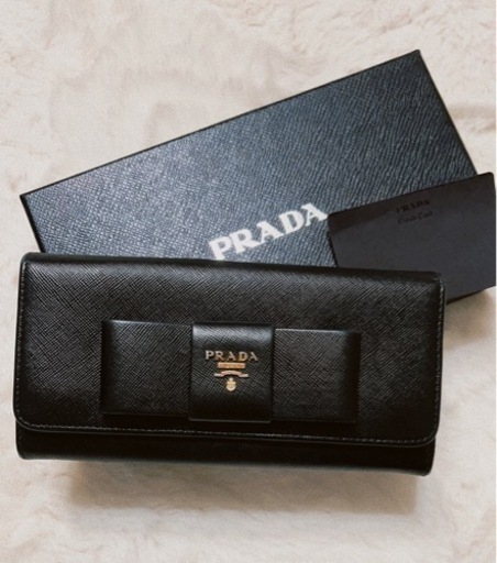PRADA プラダ リボン長財布 サフィアーノ ブラック