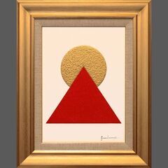 ▲ピラミッドパワー赤富士▲がんどうあつし新作絵画肉筆油絵F4号油...