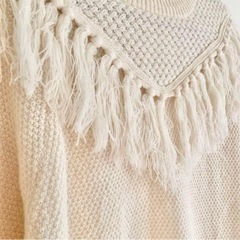 ニット　タッセル　冬服　ダブルクローゼット　w closet 　レディース　ホワイト　の画像