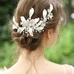 ブライダル ヘッドドレス ヘアピン ヘアアクセサリー シルバーの画像