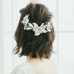ブライダル ヘッドドレス ヘアピン ヘアアクセサリー シルバーの画像
