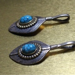 ゴローズ 金縄ターコイズハートフェザー左右 金縄ターコイズハートフェザー 左向き 【取扱：原宿シルバー店