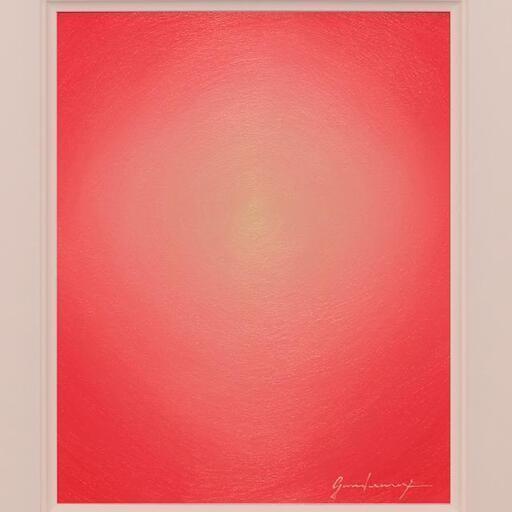 【作者直接出品】春色◎日本の色彩『桜色のエチュード』●がんどうあつし絵画F3号ホワイト額付ピンク