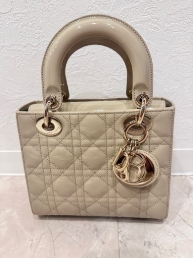 新品未使用　LadyDior バッグ　スモール　カナージュ　パテントカーフスキン