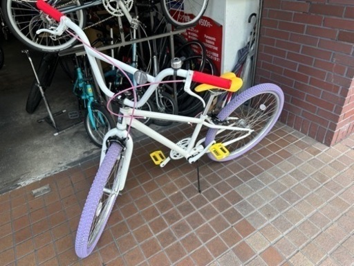 ★美品★26インチ　シングルギア　オシャレな街乗り用オーダーメイド自転車　ホワイト