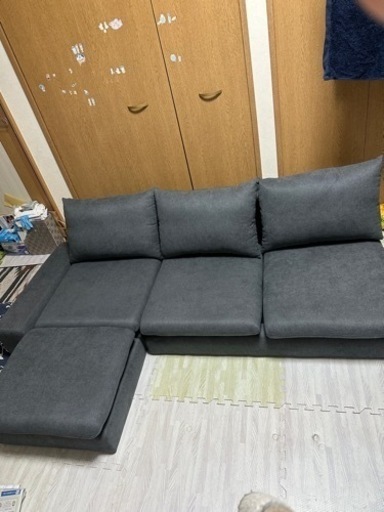 11ピース3人掛けソファ　　グレー