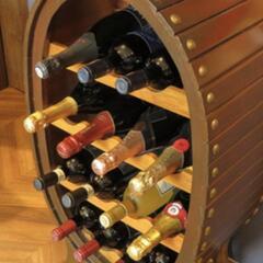 アンティーク調樽型木製ワインラック