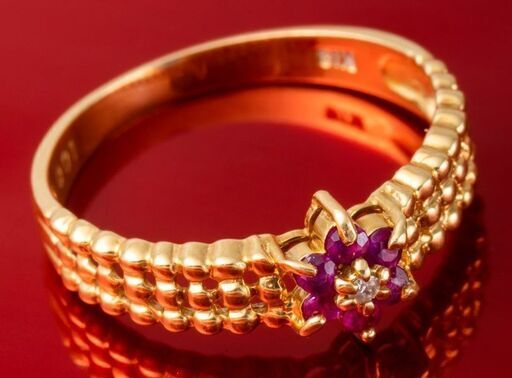 K18 ルビー・ダイヤモンド リング 品番r22-192板橋区の指輪