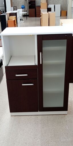 ★ジモティ割あり★  レンジ台 茶色 H115×D42×W80 クリーニング済み TJ4402
