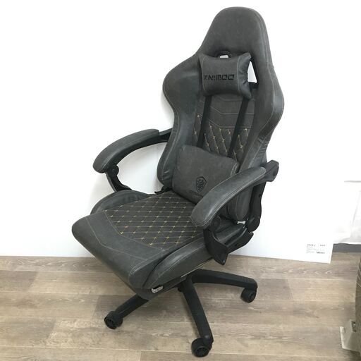 3/2 Dowinx ゲーミングチェア グレー リクライニング 高さ調整 オフィスチェア キャスター付き オットマン 24b菊NS