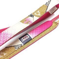 帯締め　ピンク　金　白　グラデーション 　 高麗　和装小物 金糸　舞台　ステージ　付下げ　訪問着　振袖　発表会の画像
