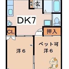 成約済】米沢市～２DK～ペットOK！Wi-Fi無料 トランクルー...