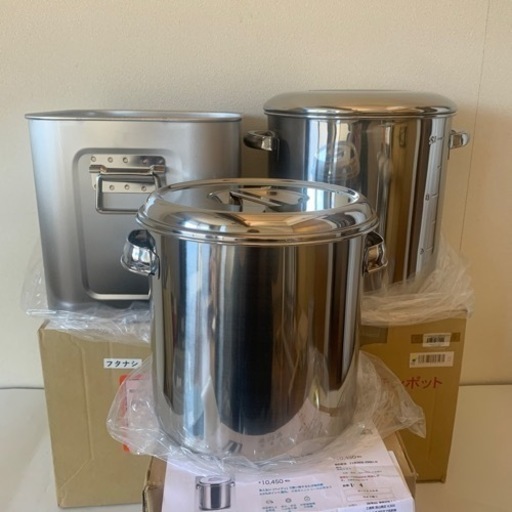 ステンレス キッチンポット 新品未使用 3セット 単品可能 タレ 容器 ラーメン キッチンポット　業務用 厨房 ステンレス 丸型ポット 調味入れ 角型 手つき ポット缶 調理器具 保存容器