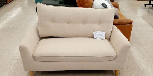 ★ジモティ割あり★  2人掛けソファー 白 H33×D72×W124.5 クリーニング済み TJ4416