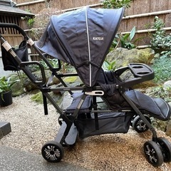 【受付終了】カトージ 二人乗り ベビーカー レインカバー付