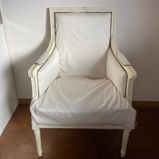 【中古】イタリア製 アームチェアー＆オットマン ＷＨ ヨーロピアン